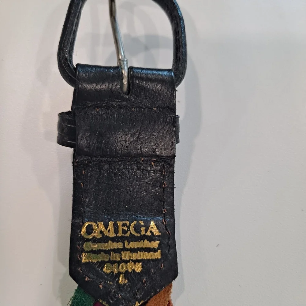 Womens Vintage Omega Leather Colorful Braided Belt Size Large